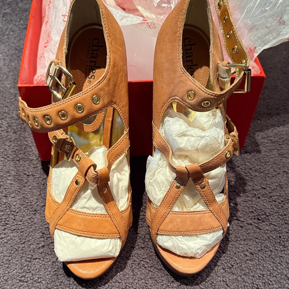Charles David Tan Strappy Heels